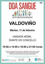 Cartaz presenza da unidade móbil en Valdoviño